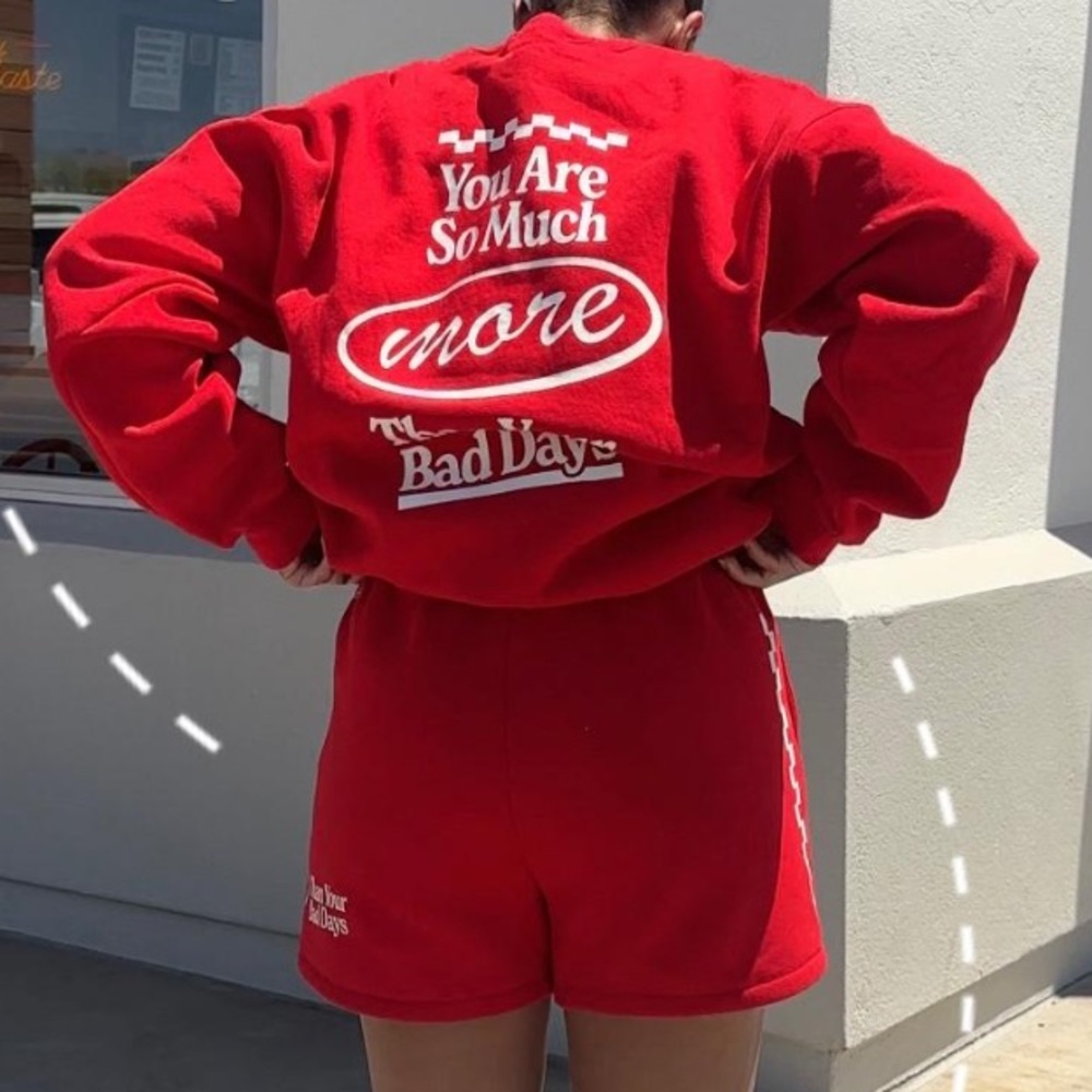Red Graphic Sweatshirt and Shorts Set